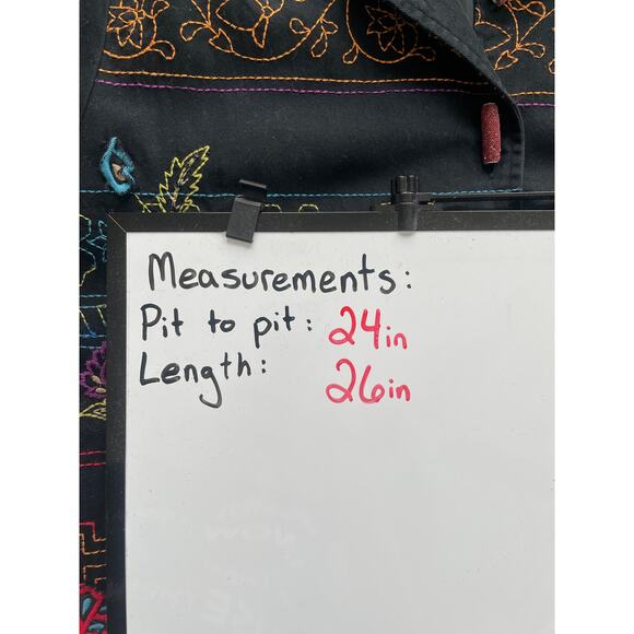 Womens Large Embroidered Blazer Jacket Floral Boho Art To Wear Artsy - Black - Picture 10 of 11